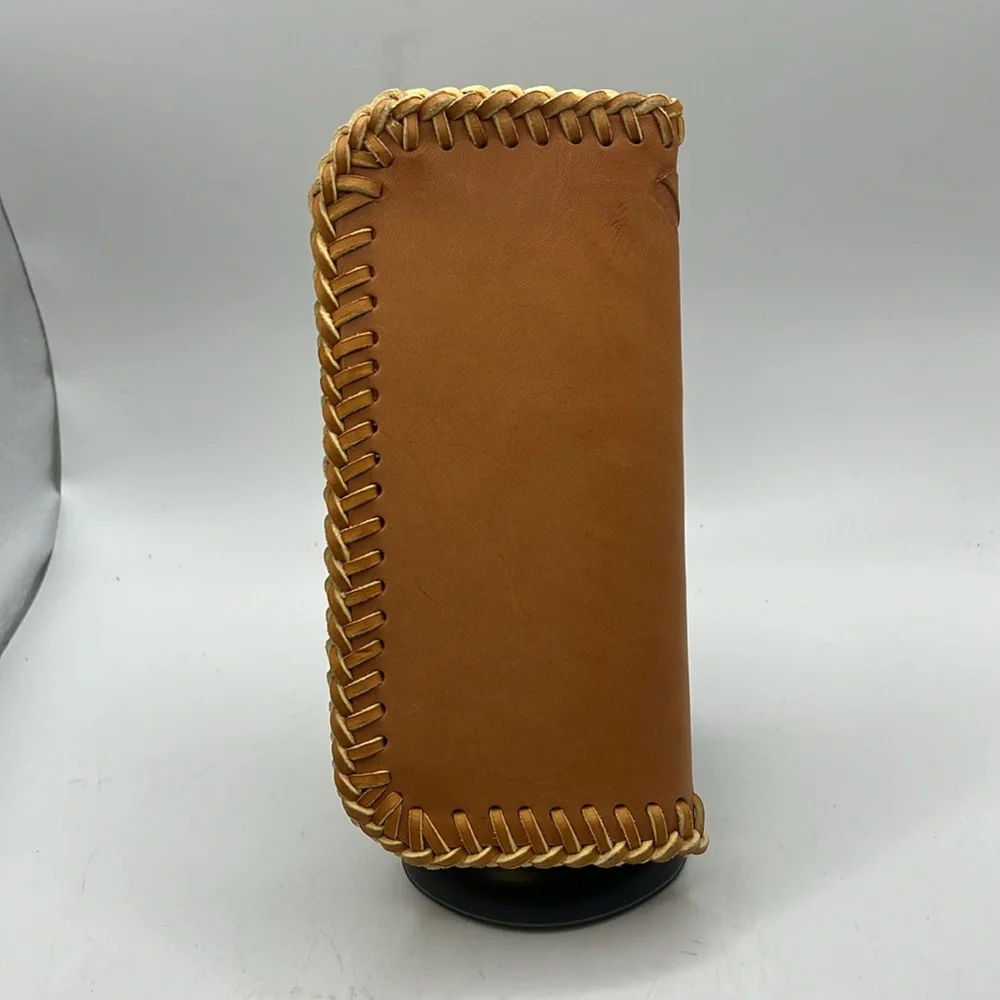 Tooled Leather Wallet Case Checkbook Receipt Coupons Business Cards Key Holder